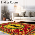 Red Yellow Soldier Medallion Border Rug