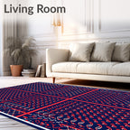 Deep Blue Red Diamond Arrangement Rug