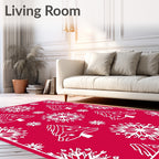 Red White Snowflake Christmas Tree Rug