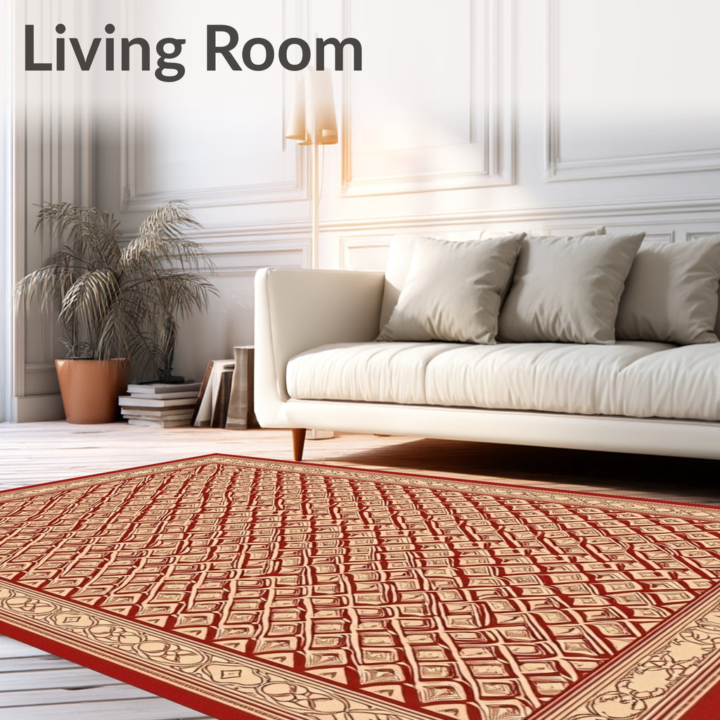 Crimson Beige Diamond Quilt Rug