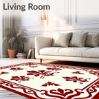 Crimson Floral Border With Accents Rug