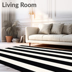 Bold Black and White Vertical Stripes Rug