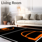 Black Orange Court Lines Rug
