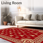 Crimson And Gold Emblem Medallion Rug