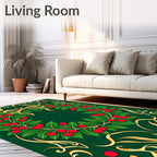 Elegant Emerald Berry Holly Wreath Rug