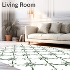 Dark Green Baroque Scroll Framing Rug