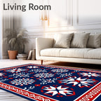 Navajo Inspired Red White Star Rug