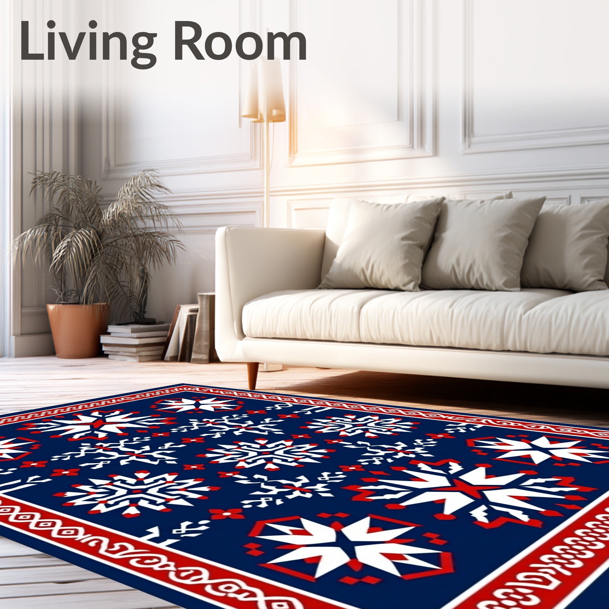 Navajo Inspired Red White Star Rug