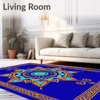 Royal Blue Orange Mandala Sunburst Rug