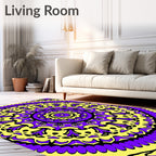 Vibrant Yellow Purple Mandala Bloom Rug