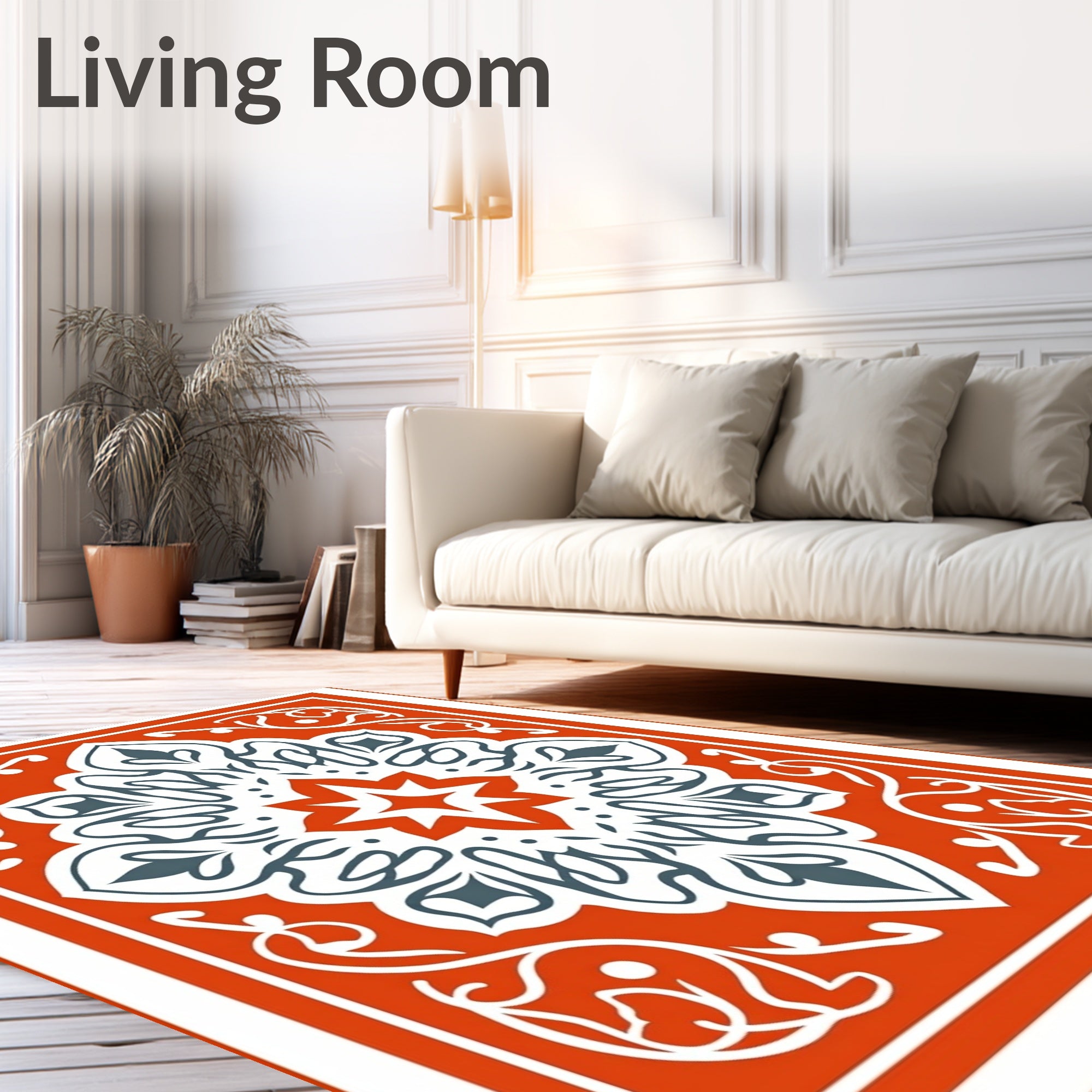 Vibrant Orange Medallion Classic Swirl Rug
