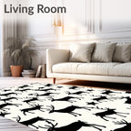 Black Reindeer Star Silhouette Rug