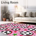 Pink Retro Soccer Star Celebration Rug