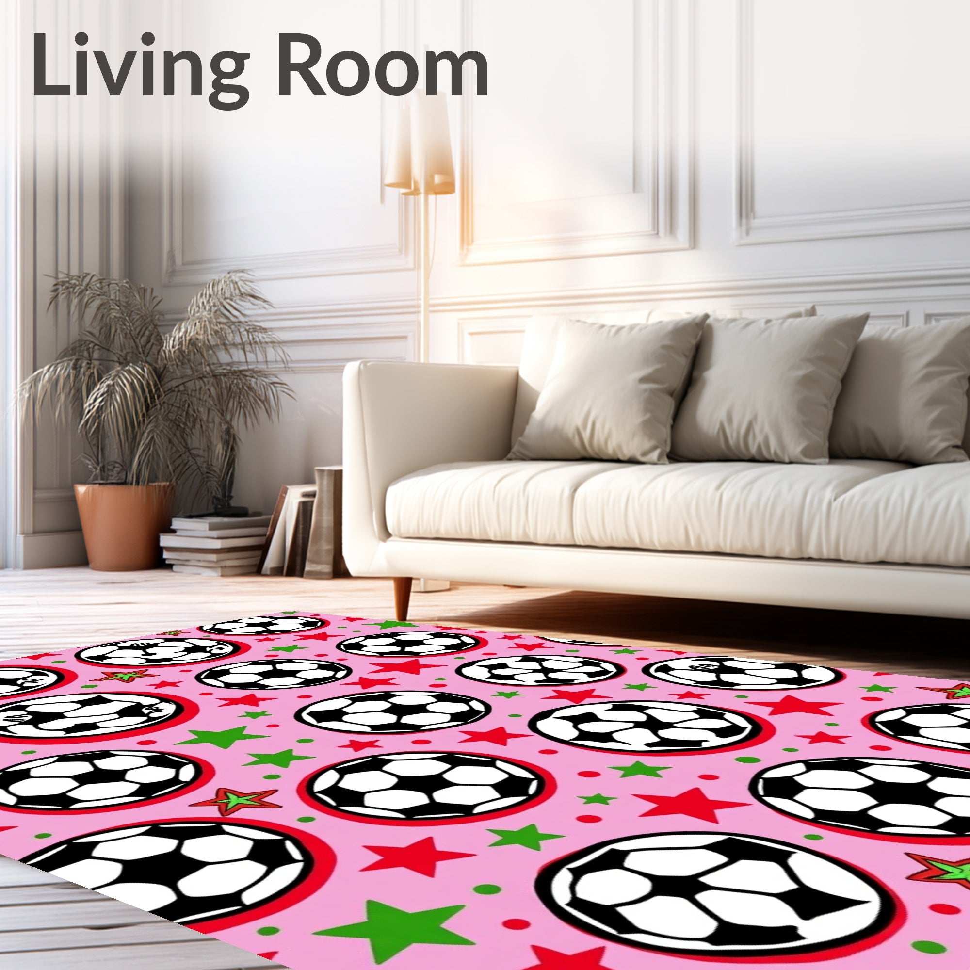 Pink Retro Soccer Star Celebration Rug