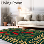 Red Cardinal Forest Border Rug