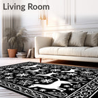 White Dogs Snowflakes Border Art Rug