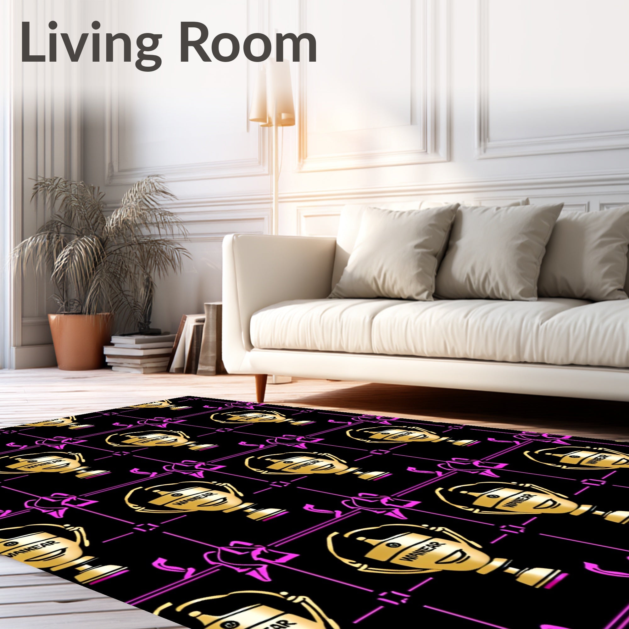 Golden Trophy Geometric Black Rug