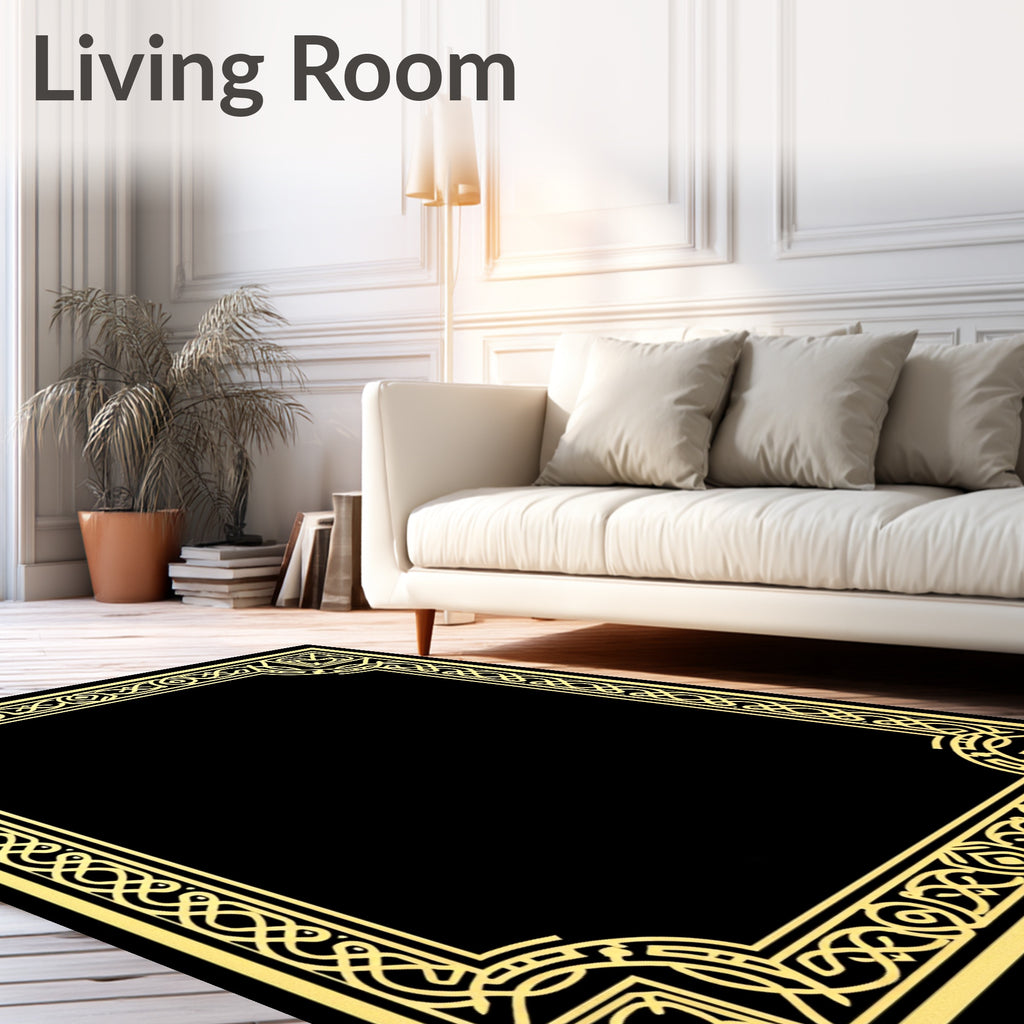 Golden Celtic Knot Border Frame Rug