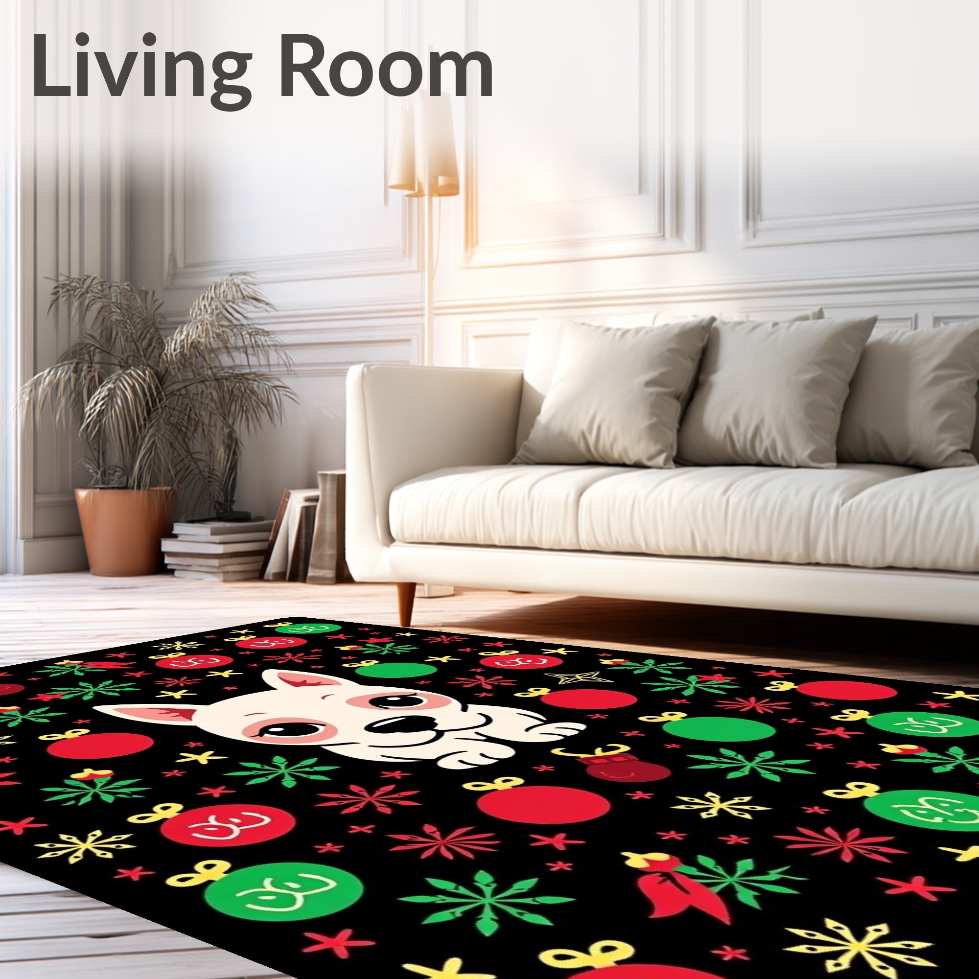 Cute Dog Christmas Ornaments Snowflakes Rug