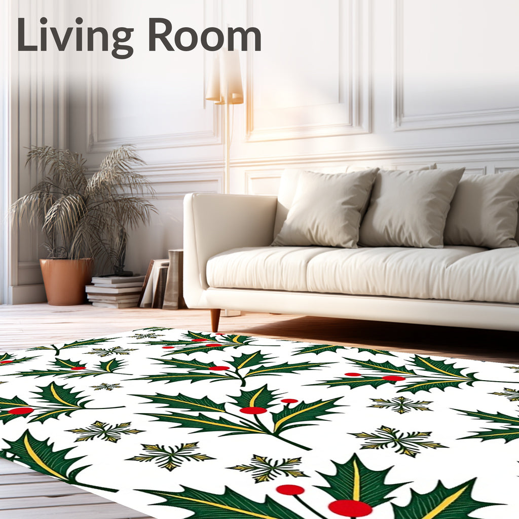 Festive Holly Berry Snowflake Collage Rug