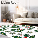 Festive Holly Berry Snowflake Collage Rug