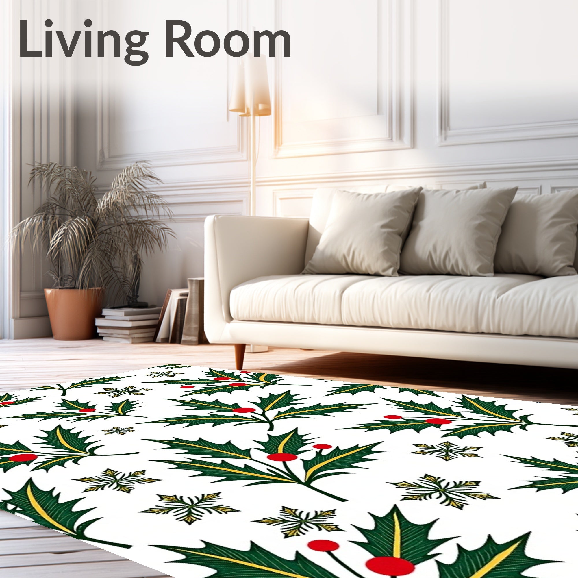Festive Holly Berry Snowflake Collage Rug