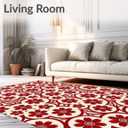 Crimson Floral Circles Repeating Rug