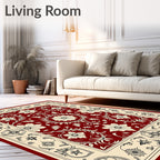 Crimson Blossom Scrollwork Border Rug