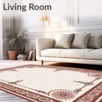 Crimson Floral Bordered Cream Rug