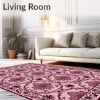 Ornate Crimson Floral Lattice Pink Rug