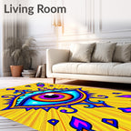 Vibrant Psychedelic Eye Radiating Sunburst Rug
