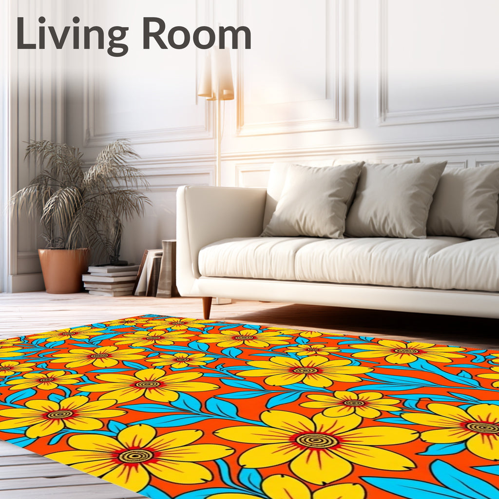 Vibrant Yellow Daisy Floral Arrangement Rug