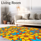 Vibrant Yellow Daisy Floral Arrangement Rug