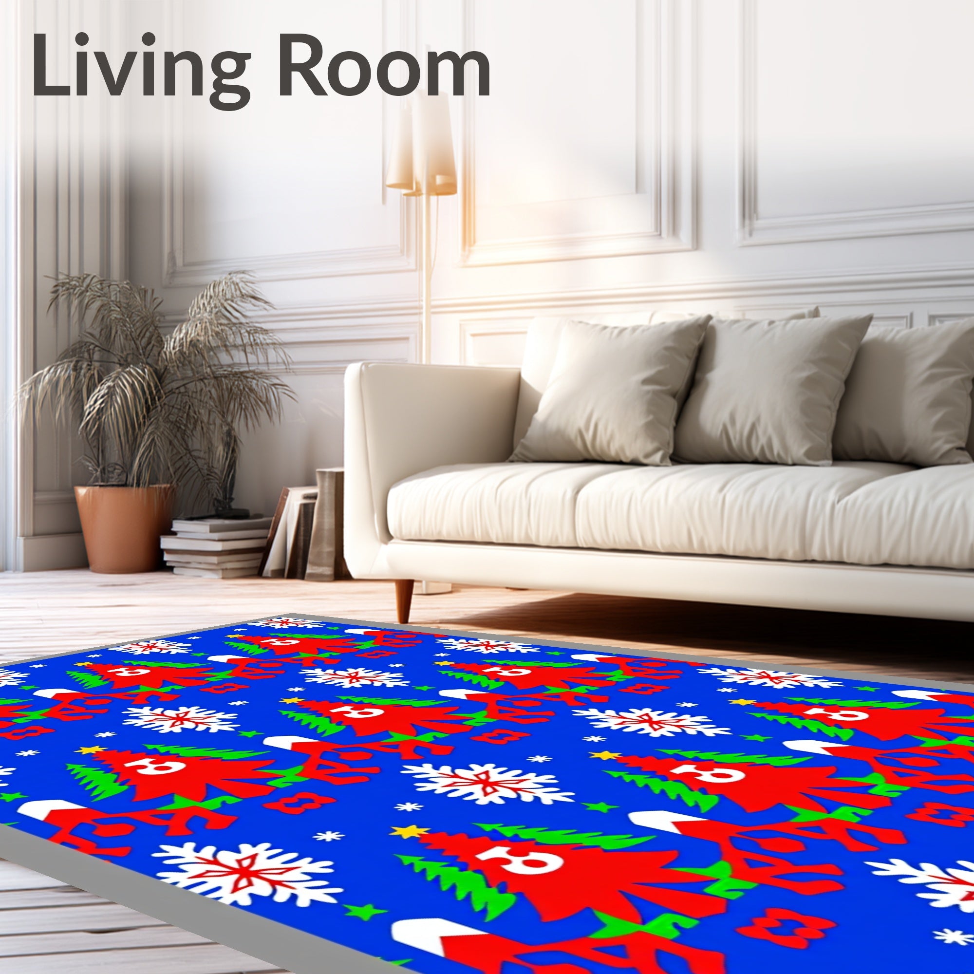 Christmas Trees Snowflakes Holiday Collage Rug