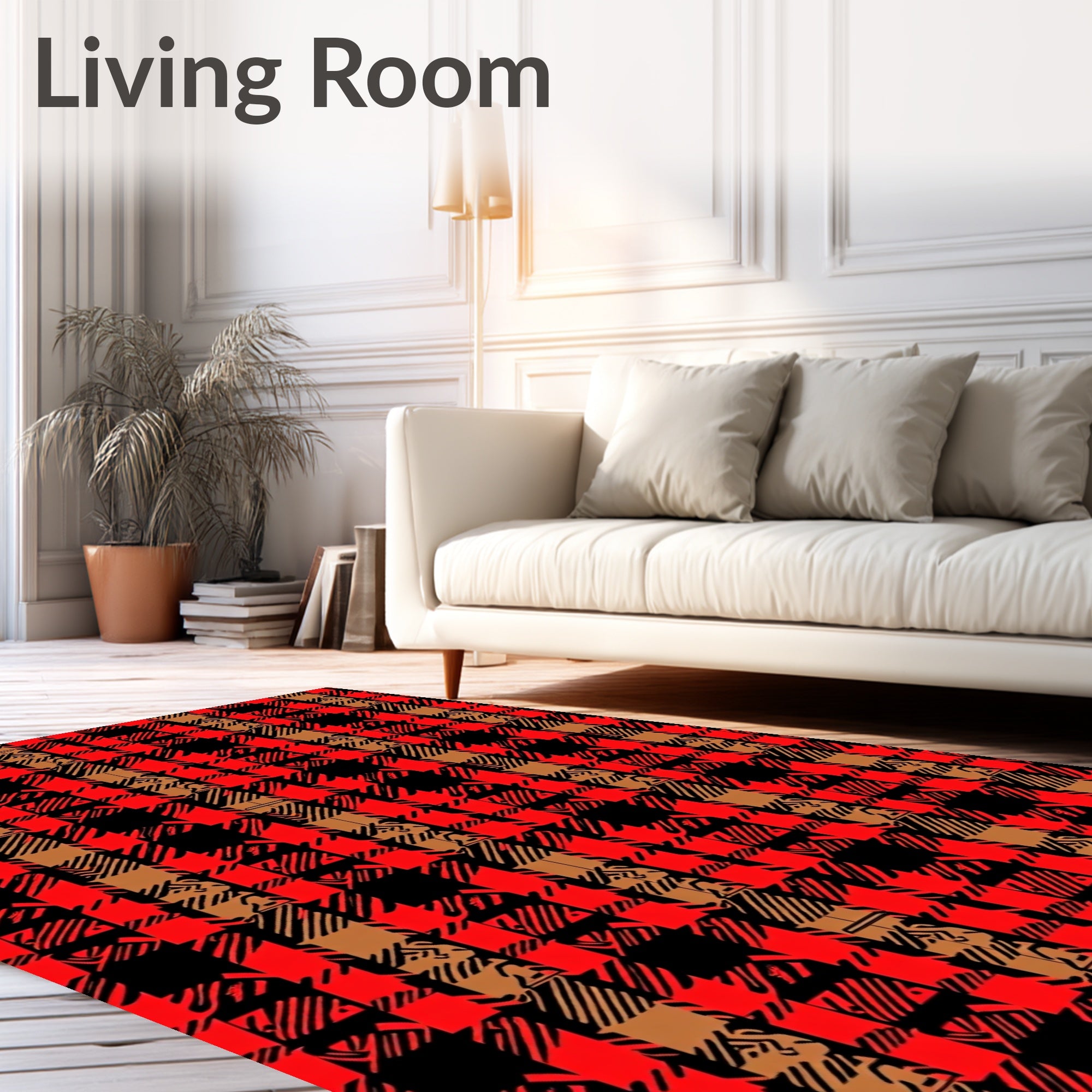 Rustic Red Brown Plaid Check Rug