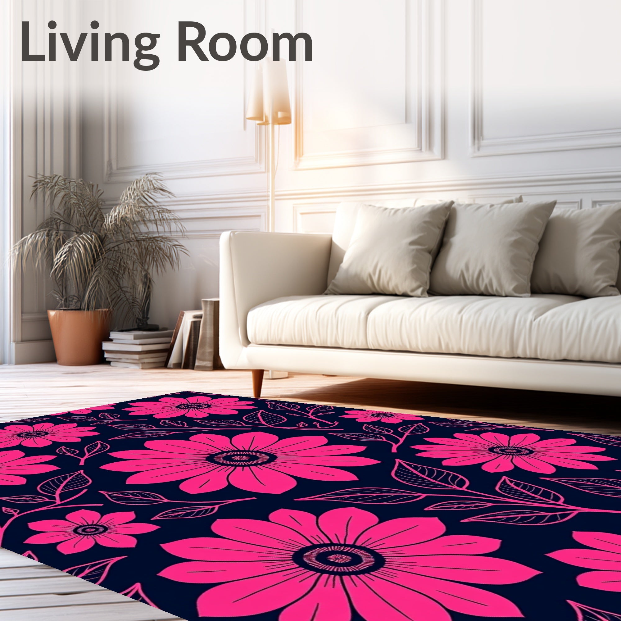 Hot Pink Daisy Vine Repeat Rug