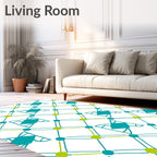 Teal And Lime Diamond Lattice Rug
