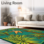 Jungle Sloth Tropical Leaf Trees Rug