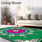 Vibrant Magenta Teal Floral Medallion Rug