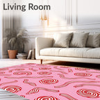 Pink Swirls Candy Cane Stripes Rug