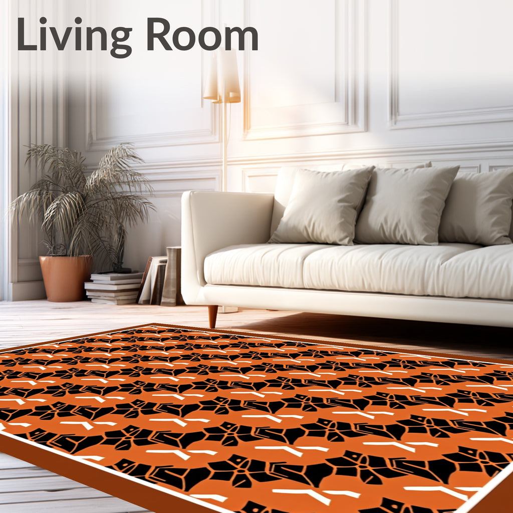 Orange Black Block Texture Repetition Rug