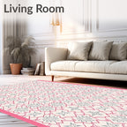 Pink White Starburst Geometric Medallion Rug