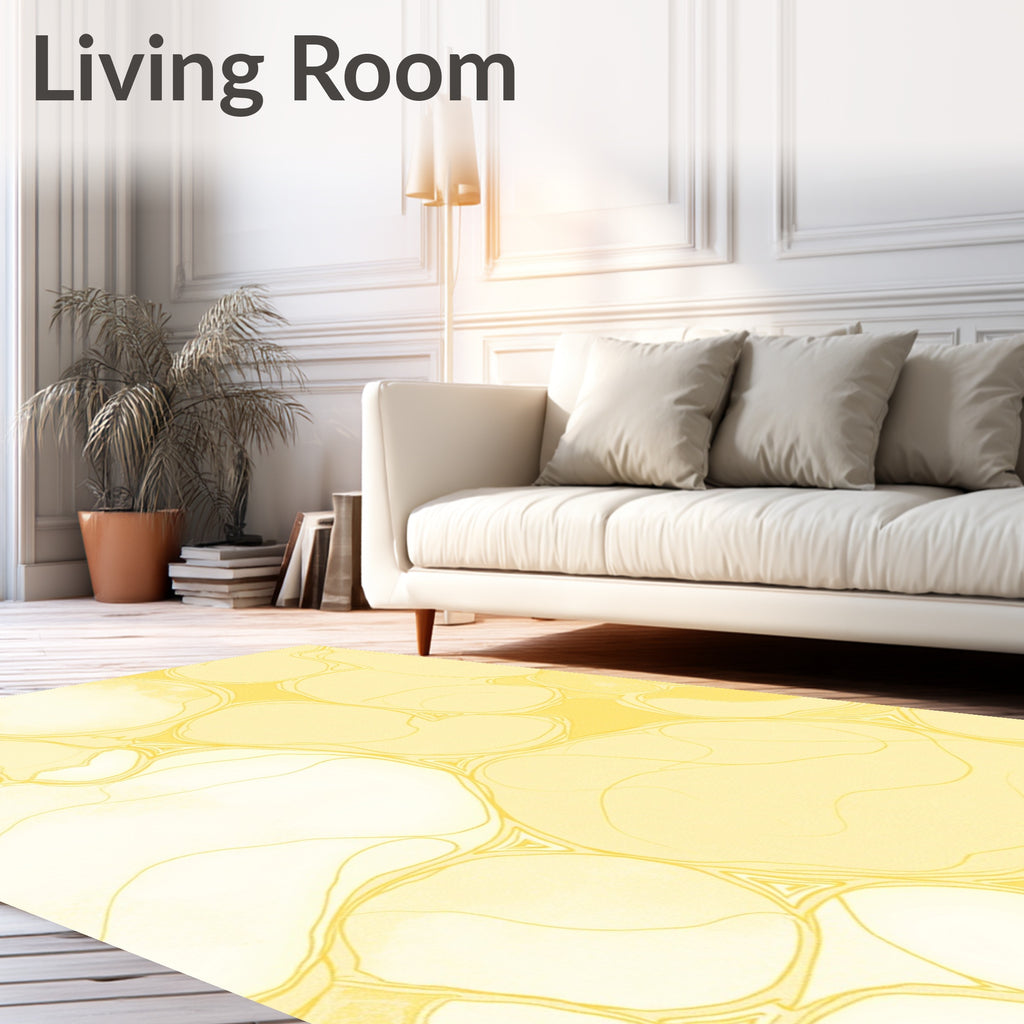 Soft Yellow Marbled Organic Shapes Rug