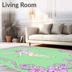 Pink Angel Floral Frame Rug