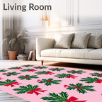 Festive Holly Berry Red Bow Rug