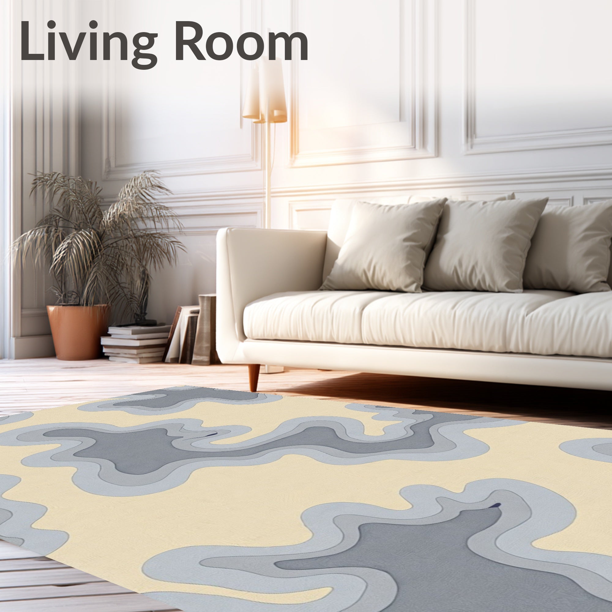 Tonal Gray Abstract Contour Layers Rug