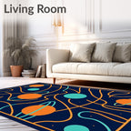Cosmic Orange Blue Planet Swirl Rug