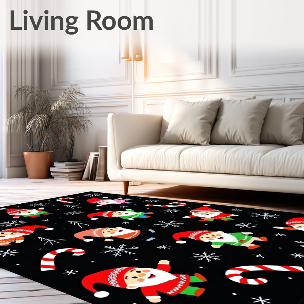 Cute Christmas Gnomes Snowflake Candy Canes Rug