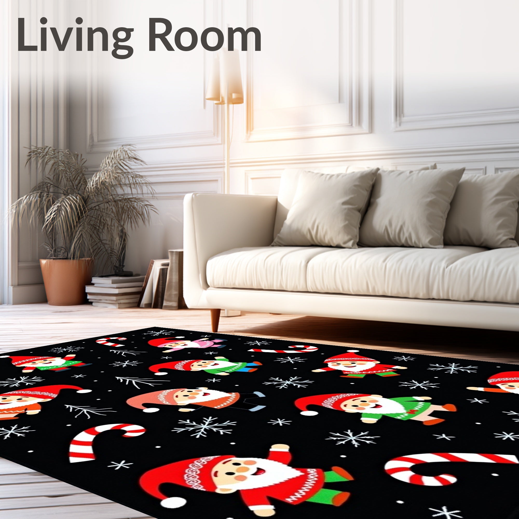 Cute Christmas Gnomes Snowflake Candy Canes Rug