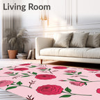 Rose Blush Pink Floral Branches Rug